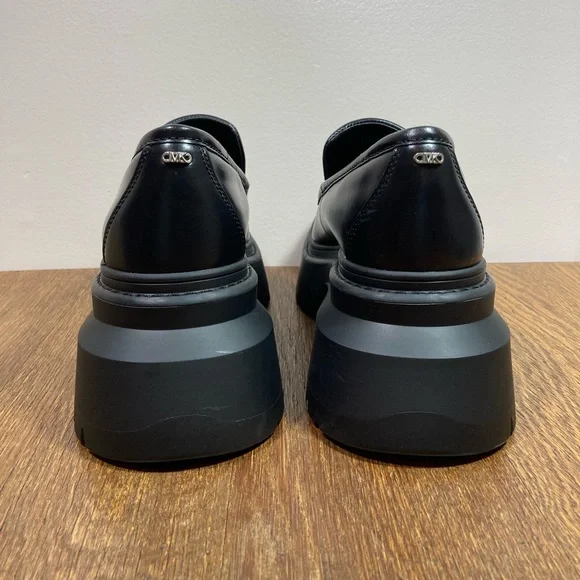 New Michael Kors Shiloh Chunky Black Leather Loafers Women’s Various Sizes - Picture 4 of 9